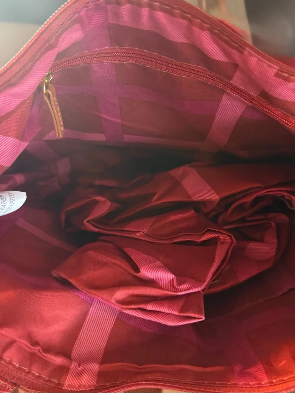 Joy Mangano Red Tote and Matching Crossbody with Tan Accents